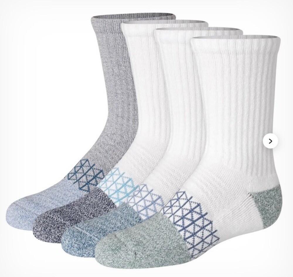 Hanes Boys' Absolute Active Crew Socks - 10 Pairs , White L 3-9